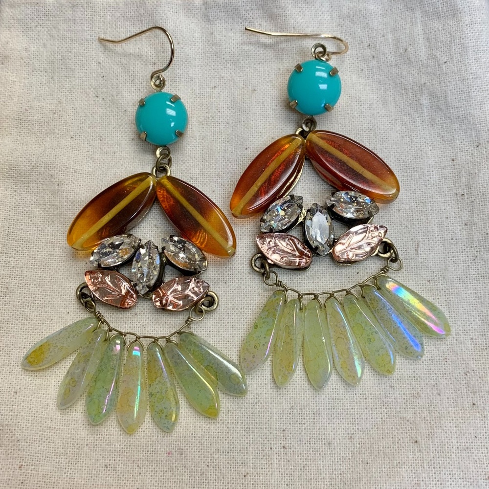 Floral Crystal Drop Earrings
